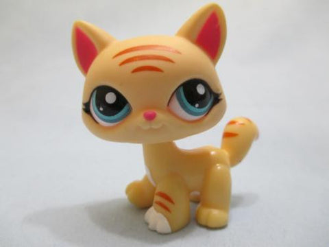 LIKE NEW Littlest Pet Shop 1572 Walking Yellow Shorthair Tiger Cat Striped Authentic LPS JUN02J
