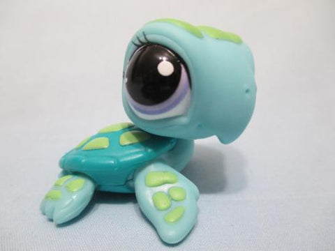 LIKE NEW Littlest Pet Shop Turtle Sea Turtle Blue and Green with Purple Eyes 1325 Authentic Lps Oct30ni