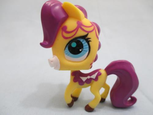 Littlest Pet Shop Horse Pony Sweet Delights Yellow Purple W Blue Eyes 3027 Authentic Lps OCT13J