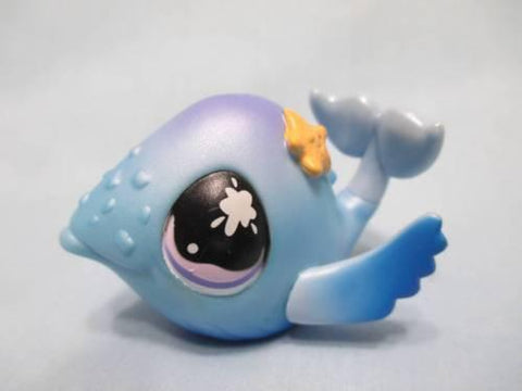 LIKE NEW Littlest Pet Shop 824 WHALE Blue Yellow Starfish Shimmer Authentic LPS Apr07n