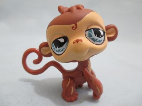 LIKE NEW Littlest Pet Shop LPS 485 brown Monkey with Blue eyes 100% Authentic LPS May17ni