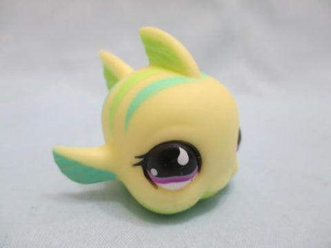 LIKE NEW Littlest Pet Shop LPS Yellow Green Puffer Fish Purple Eyes 519 Authentic Lps AUG16K
