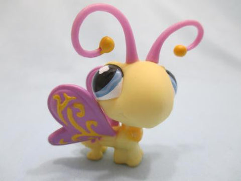 LIKE NEW Littlest Pet Shop Butterfly Yellow Baby Bug with Purple Wings and Blue Eyes 621 Authentic Lps MAY07J