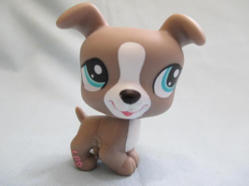 LIKE NEW LITTLEST PET SHOP DOG JACK RUSSELL TERRIER GREY w TEAL EYES 1463 Authentic Feb19ni