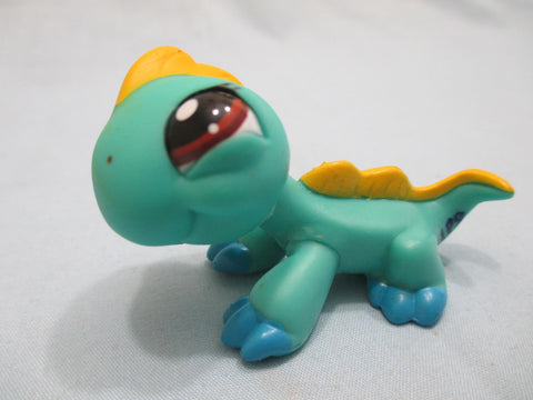 LIKE NEW Littlest Pet Shop Iguana Lizard Blue Green Yellow with Brown Eyes 1778 Authentic Lps May05ni