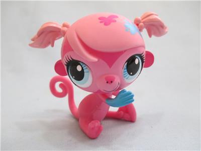LITTLEST PET SHOP MONKEY MINKA MARK PINK w/ BLUE EYES 3229 PAINT SPLASH Authentic LPS Feb17ni