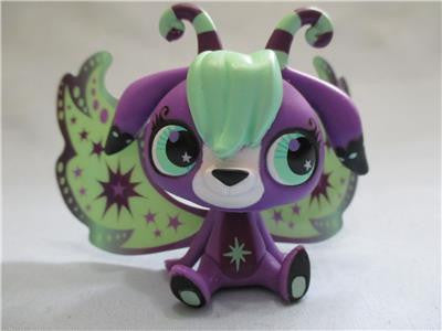 LIKE NEW Littlest Pet Shop 2822 Twinkling  Moon Wink Purple Green Wing Fairy Authentic Feb27n