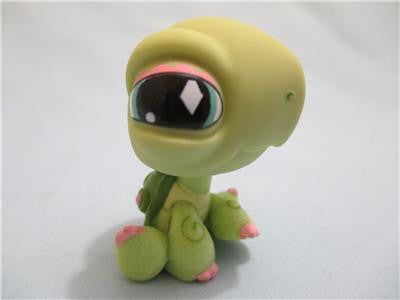 LIKE NEW Littlest Pet Shop Green Sitting Turtle Diamond Eyes #504 100% Authentic Feb24N