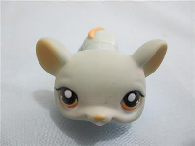 LIKE NEW Littlest Pet Shop Grey Gray Blue Mouse Rat Orange Brown Eyes 988 Authentic Lps Mar10n