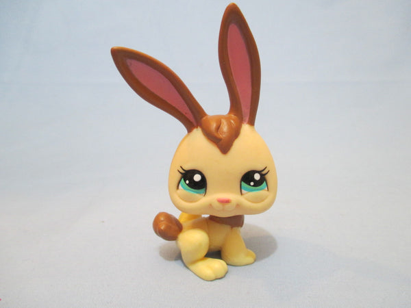 LIKE NEW Littlest Pet Shop Cream Brown Bunny Rabbit 2434 Dot Eyes Authentic Lps DEC13J