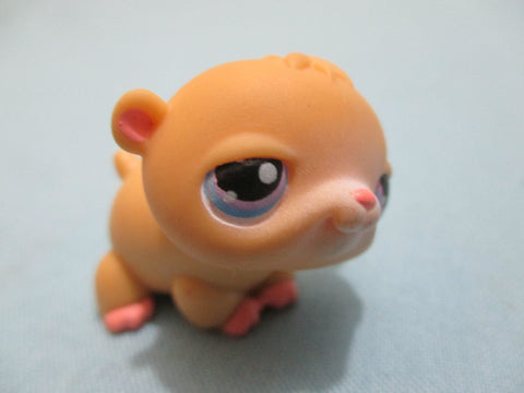 LIKE NEW Littlest Pet Shop 54 Tan Pink Hamster with Pink Purple Eyes 100% Authentic Oct29ni