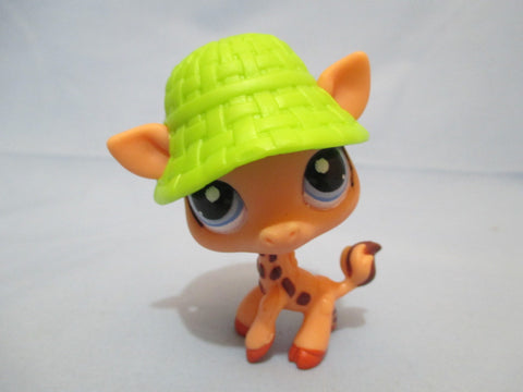 LIKE NEW Littlest Pet Shop Giraffe 1488 w Original Hat Accessory Authentic Lps DEC15J