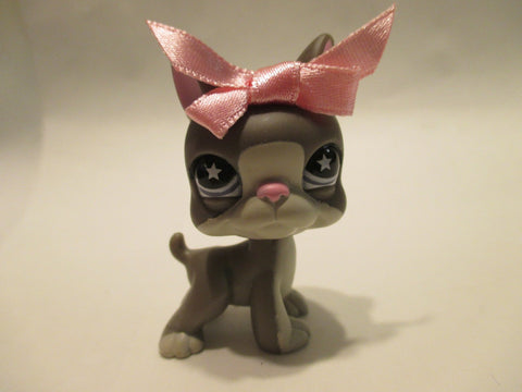 LIKE NEW Littlest Pet Shop Dog Boston Terrier 958 with Original Bow Accessory LPS Apr21n