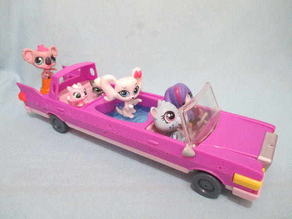 Littlest Pet Shop Lot Limo Limousine Car Vehicle And 4 Random Pets 2 Accessories