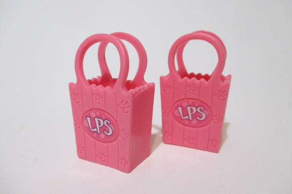 Littlest Pet Shop Lot of 2 Pink Lps Grocery Shopping Bag Accessory Set Authentic LPS Jan22ni