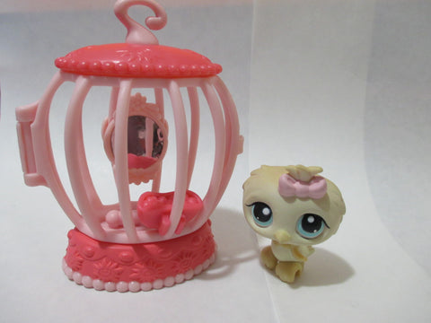 Littlest Pet Shop Bird Yellow 147 Owl with Original Accessory Bird Cage Authentic MAY21J
