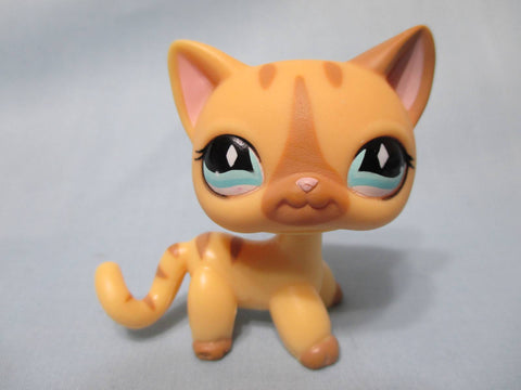 Littlest Pet Shop Cat Kitten Shorthair 886 Cream Yellow with Brown Stripes Kitty Lps MAY31J