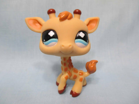 LIKE NEW LITTLEST PET SHOP 633 TAN-BROWN GIRAFFE BLUE WHITE EYES Authentic DEC10J