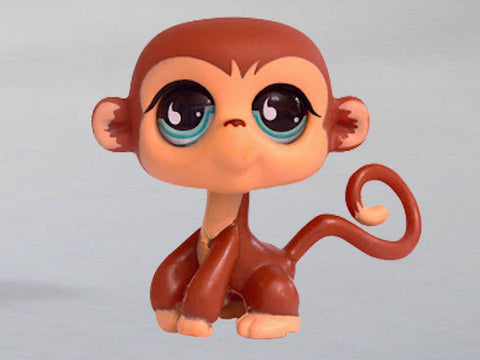 LIKE NEW Littlest Pet Shop 655 Monkey Rare Brown Sportiest with Realistic Blue Tear Eyes Authentic Lps Dec17nhr WW