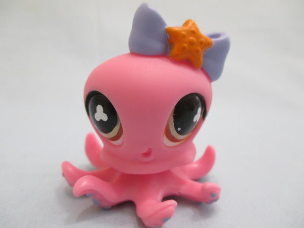 LIKE NEW LITTLEST PET SHOP Pink & Purple Octopus 915 Brown Eyes & Bow  Authentic May21ni