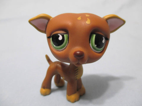 LIKE NEW Littlest Pet Shop LPS 507 Brown Greyhound Dog Green Teardrop Eyes Authentic AUG13K