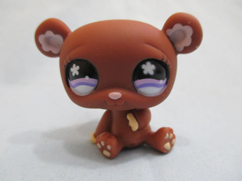 Littlest Pet Shop Bear Panda Brown Flower Eyes 671 Authentic Lps Minor Wear May24ni