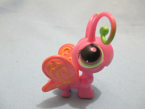 LIKE NEW Littlest Pet Shop LPS Butterfly 413 Lavender Lime w Pink Orange Wings Authentic Feb27ni