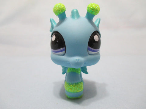 LIKE NEW Littlest Pet Shop Seahorse 2214 Blue and Green Sparkle Seahorse Authentic Lps Sep15ni