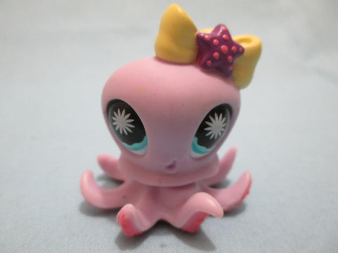 LIKE NEW Littlest Pet Shop 862 Purple Octopus with Green Eyes Yellow Bow Authentic Exclusive Apr07n