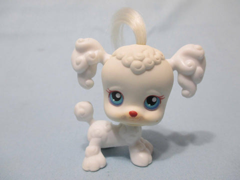LIKE NEW Littlest Pet Shop #17 White Poodle Puppy Dog With Blue Eyes Real Hair May21npo58