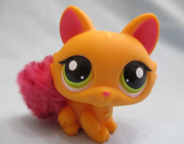 Littlest Pet Shop Orange Crouching Cat 2576 Fuzzy Tail Authentic Lps Feb5ni