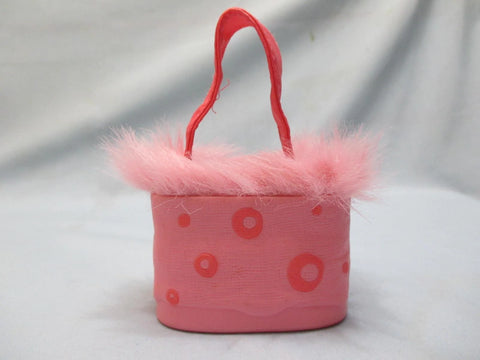 Littlest Pet Shop Portable Fuzzy Carrier Pink Fur Bunny Basket Accessory Feb23ni
