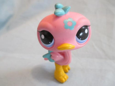 LIKE NEW Littlest Pet Shop Bird Ostrich Pink and Teal with Blue Eyes 2349 Authentic Lps DEC14NPO26