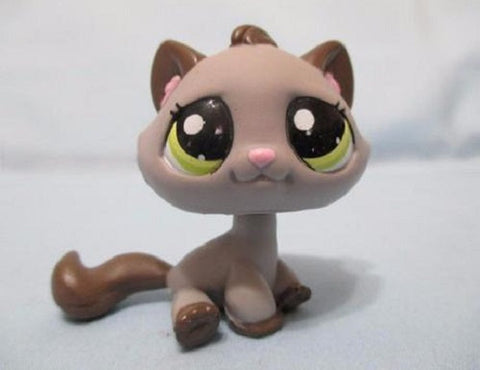 LIKE NEW Littlest Pet Shop GREY GRAY TABBY KITTEN 2215 Charcoal Brown CAT Authentic SEE VIDEO Apr22n