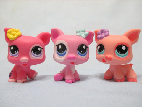 LIKE NEW Littlest Pet Shop Pig Piglet Triplet 1548 1549 & 1550 Lot Authentic DEC15J